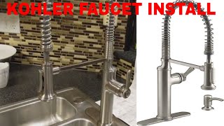 HOW TO INSTALL A KOHLER KITCHEN FAUCET UNBOXING AND COMPLETE INSTALL STEP BY STEP [upl. by Eidnim]