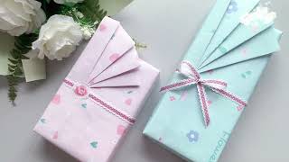 Easy Gift wrappingFan pleated gift wrap giftboxpacking [upl. by Bethena669]