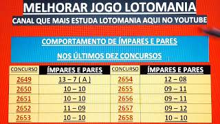 ÍMPARES E PARES NA LOTOMANIA  Comportamentos [upl. by Bobina]