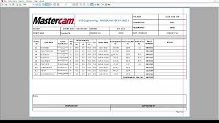 Mastercam Setup Sheet Creation [upl. by Ainniz]