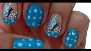 Unhas de Borboleta Manual Bela e Simples Nail Art [upl. by Daugherty168]