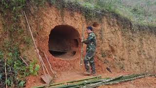 Building Underground Bushcraft Shelter for Survival in the Winter Forest [upl. by Brandyn]