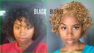 HEALTHY CURLY BLONDE from JET BLACK HAIR 1st time [upl. by Onailimixam]