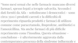 Mancano farmaci perché c’è Covid e influenza 🤧 [upl. by Tserof]