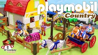 Yee Haw Playmobil Country Pony Farm Horses and Foal Horse Drawn Carriage and More [upl. by Kreegar]