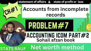 problem7 ch1 accounts from incomplete records accounting icom part1 Sohail book affairsstatsrauf [upl. by Hubsher]