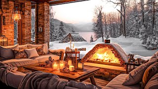 Soothing Winter Ambience Coffee Shop With Gentle Snowfall ❄ Relaxing Smooth Jazz Instrumental Music [upl. by Eladal]