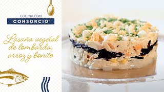 Receta de lasaña vegetal de lombarda arroz y Bonito Consorcio [upl. by Ellehcen]