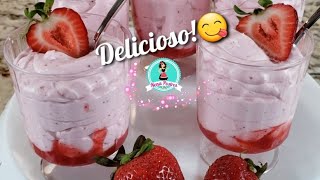 Postre de Fresa 🍓 Solo 3 Ingredientes Rápido y Fácil 😋🤤 Sin Horno  Amor y Amistad ♥ [upl. by Emixam]