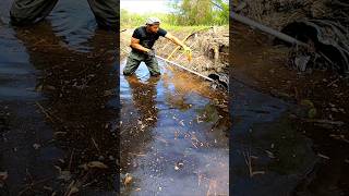 Beaver Dam In The Mouth Of The Culvert  Beaver Dam Removal shorts [upl. by Alexandros94]