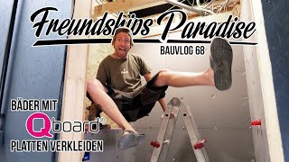 🚿Wir verkleiden die Bäder mit Qboard Bauplatten und bereiten sie fürs Fliesen legen vor Bauvlog 68 [upl. by Esinet]