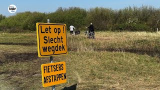 Wateroverlast op de fietspaden van Ameland quotVeel vieze fietsen en schade aan fietsenquot [upl. by Arrio493]