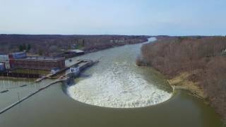 Oswego River New York Spring Water Flow via Drone [upl. by Emilio532]