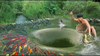 building Whirlpool hole for fishing  Fishing in Whirlpool Hole  Whirlpool hole Attract fish [upl. by Vandervelde857]