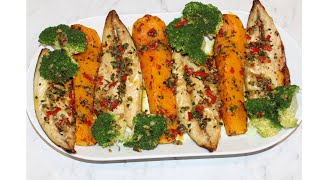 HEALTHY DINNER RECIPE ROAST BUTTERNUT SQUASH  GRILLED MACKEREL FISH healthyrecipe roastdinner [upl. by Yenitsed]