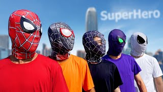 PRO 5 SUPERHERO TEAM  Hey SpiderMan  Go To Trainning Nerf Gun   Funny Action Real Life [upl. by Annovad970]