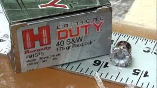 Hornady Critical Duty 175gr 40 SampW ballistic gel test [upl. by Nahamas998]