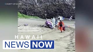 1 injured after tour helicopter crashes on remote Kauai beach [upl. by Ihculo]