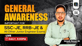 General Awareness  Important for SSCJE RRBJE amp other JE Exams  By Umesh sir Lect08 [upl. by Herrle957]