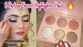 8 Different ways to apply highlighter Parlor Secret Highlighter🥰beautyhacks  Highlighter Hacks [upl. by Sanburn]