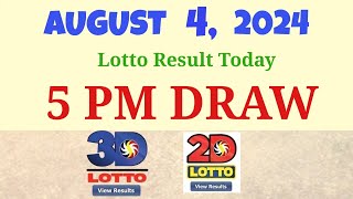 Lotto Result Today 5pm August 4 2024 Swertres Ez2 PCSO [upl. by Siger808]