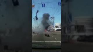 Heartpounding moment Russian missile narrowly misses traffic in Kyiv shorts [upl. by Ytsirc137]