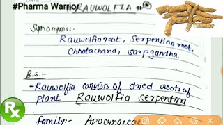 Pharmacognosy of Rauwolfia root  Rauwolfia serpentina  Explanation  Pharma Warrior [upl. by Wagshul]