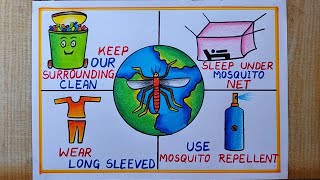 World Malaria Day Poster Drawing easy How to prevent Malaria Disease DrawingMosquito Day Drawing [upl. by Tfat]