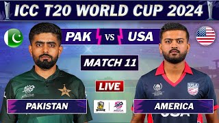 PAKISTAN vs USA MATCH 11 LIVE SCORES  PAK vs USA LIVE  ICC T20 World Cup 2024 [upl. by Layman]