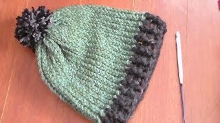 how to crochet ribbing on loom knit hat [upl. by Savadove]