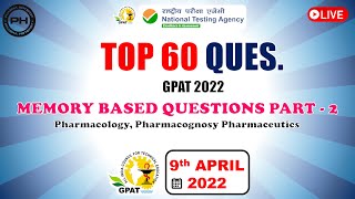 GPAT 2022 MEMORY BASED COMPLETE QUESTION PAPER WITH ANSWER [upl. by Drahcir830]