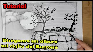 Disegno un albero sul ciglio del burrone con la Luna tutorial [upl. by Alden148]