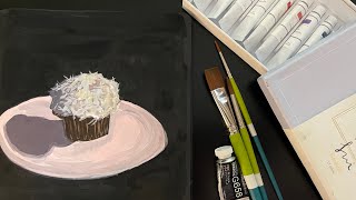 EASY Gouache Painting Tutorial How to Paint a Realistic Cupcake [upl. by Lacsap315]