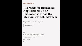 Hydrogels for Biomedical Applications Their Characteristics and the Mechanisms behin  RTCLTV [upl. by Jaymie]