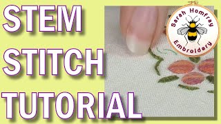 Stem stitch amp Outline stitch  Beginners hand embroidery stitches flosstube video tutorial [upl. by Aissert72]