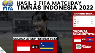 Hasil Indonesia vs Curacao FIFA Matchday 2022  Ranking FIFA Indonesia  Jadwal Timnas Indonesia [upl. by Einaeg]