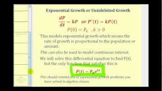 Applications of First Order Differential Equations  Exponential Growth Part 2 [upl. by Quintina]