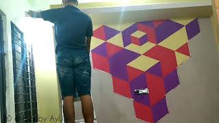 Painting geometric wall art [upl. by Atis]