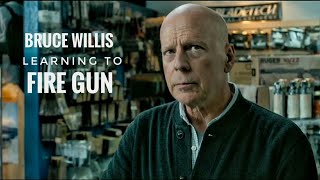 Death Wish  Bruce Willis learning to fire gunwith subtitles [upl. by Ahsirtak]