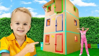 Giant Cardboard House  Funny Kids Adventures [upl. by Balbinder]