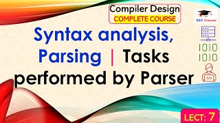 L7 Syntax analysis Parsing  Tasks performed by Parser  Compiler DesignCD Lectures in Hindi [upl. by Ahsien815]