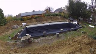 Vijveraanleg 3D EPDM folie  Aménagement bassin la bâche EPDM en 3D timelapse [upl. by Ycnaffit]