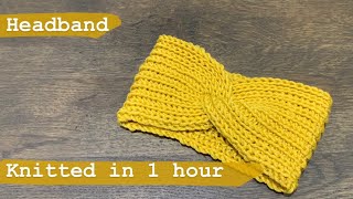 Knitted headband Hand knitted headband Knitted in 1 hour quick and easy Knitting tutorial [upl. by Giustino]