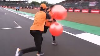 HERE COMES RICCIARDO  Ricciardo HITS Norris with a Space Hopper [upl. by Aleihs514]