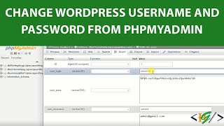 How to change Wordpress Username and Password from MySQL Database in phpMyAdmin [upl. by Narod356]