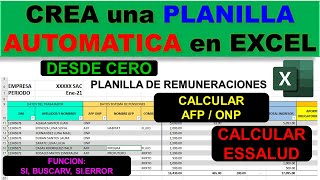 CREA UNA PLANILLA DE TRABAJADORES EN EXCEL  AFP ONP ESSALUD AUTOMATICO [upl. by Essiralc]