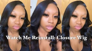 Watch Me Reinstall Closure Wig Deep Side Part VERY DETAILED  Styling influencer wiginstall wigs [upl. by Ainegul844]