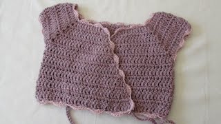 How to crochet a girls crossover ballet cardigan [upl. by Loar]