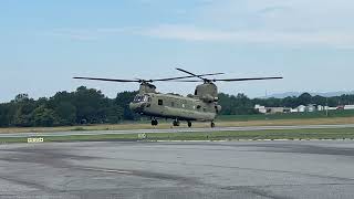 CH 47 F Chinook Helicopters Land at the Shelby airport [upl. by Materi305]