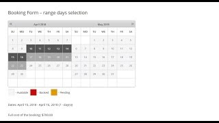 Booking Calendar  Range days selection [upl. by Loralyn]